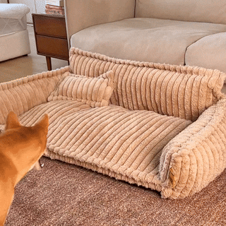 Coussin Canapé Chien Orthopédique Rêve Douillet™ : Support Articulaire Premium avec Design Côtelé Élégant