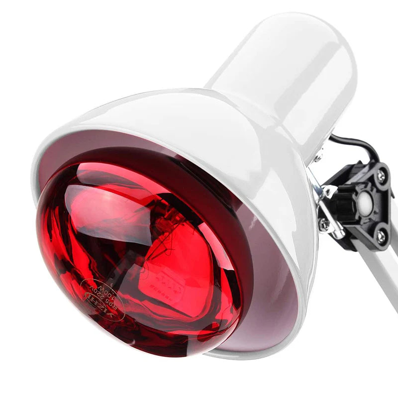 Vue détaillée de la tête de lampe et de l'ampoule infrarouge 150W de la lampe de thermothérapie TheraPulse™.