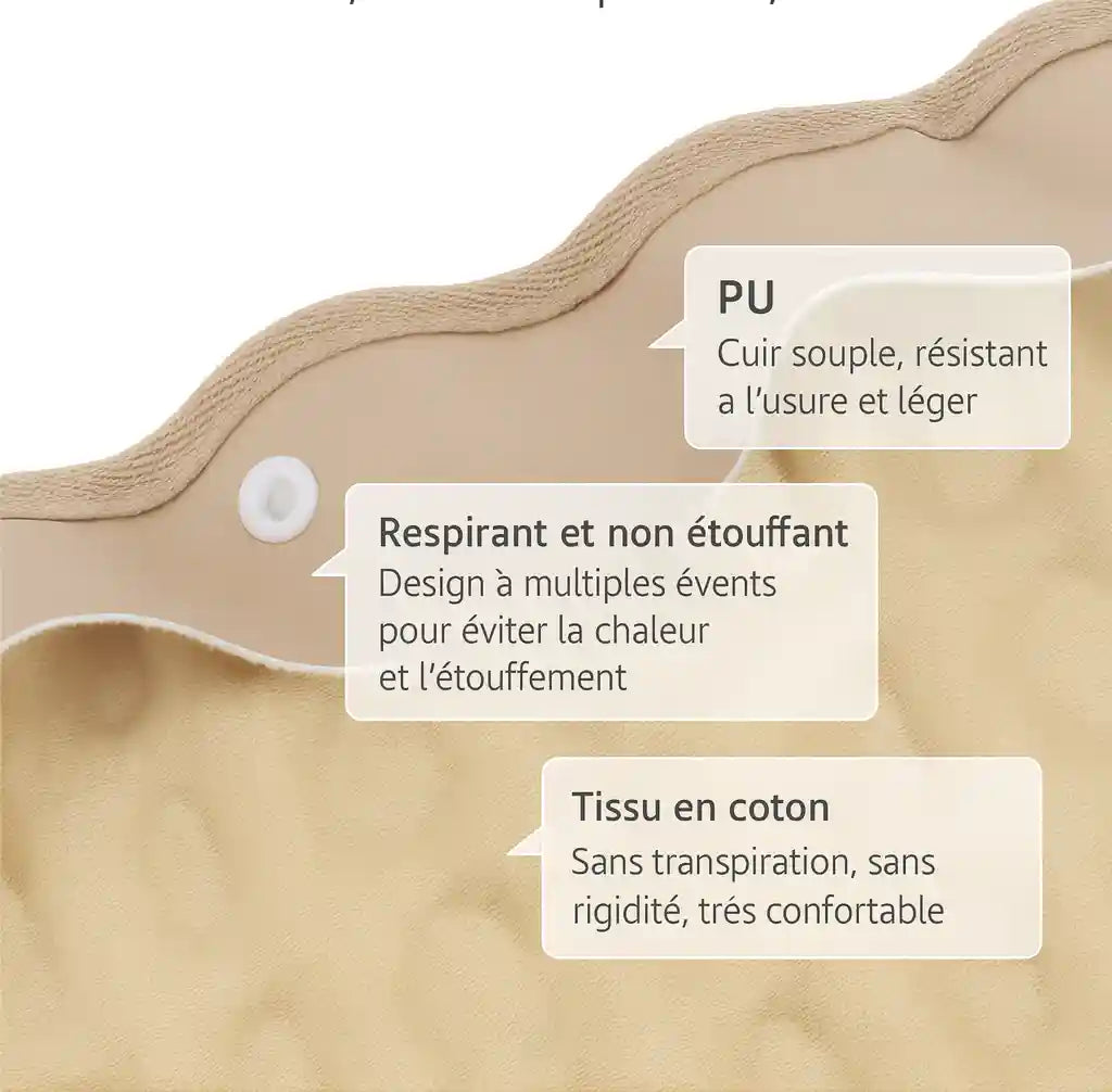 Gros plan sur les matériaux de la ceinture SpineDecompress™, montrant le tissu en coton respirant pour un confort optimal.