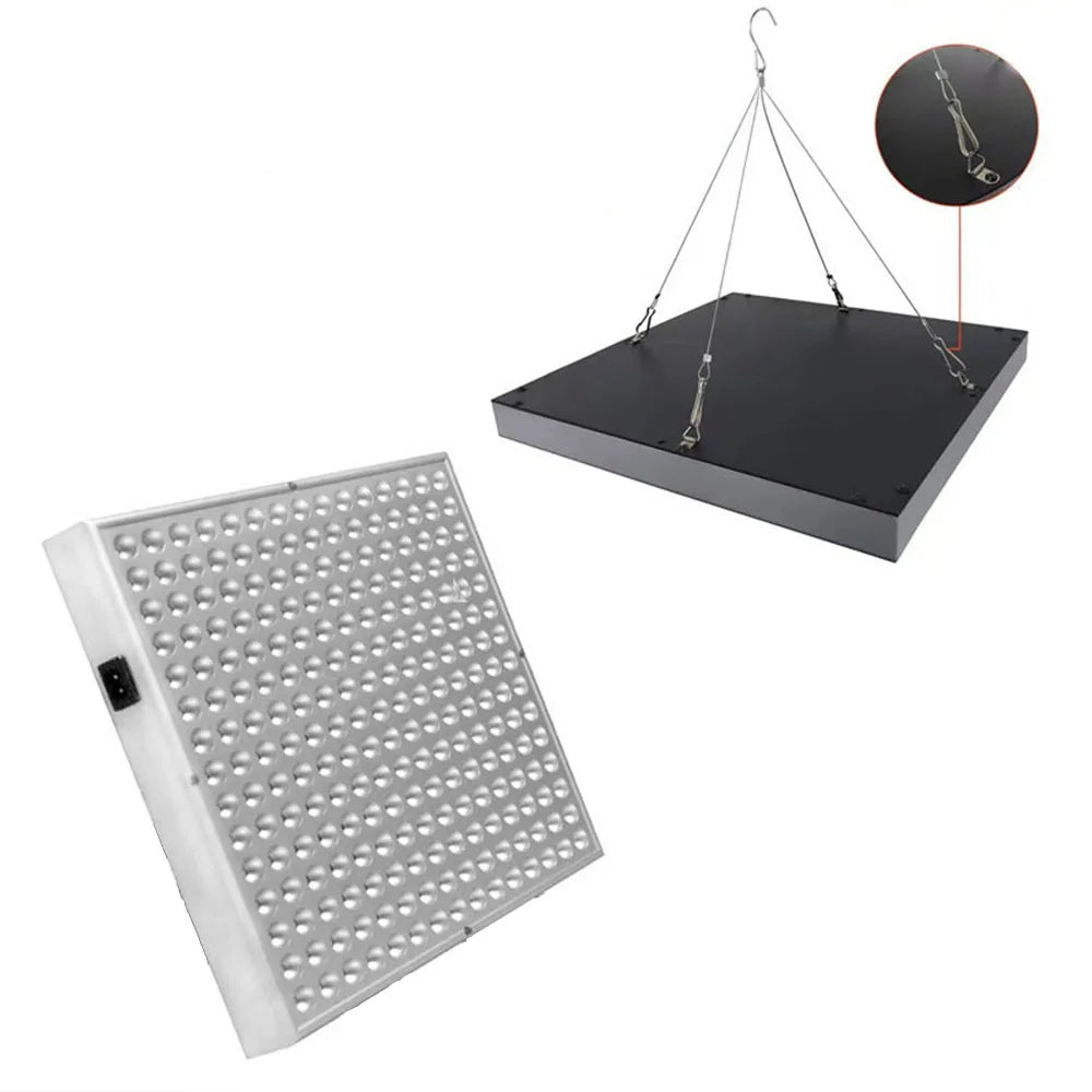 Kit de suspension et panneau LED DermaRegen™, montrant la simplicité de l'installation pour une utilisation à domicile.