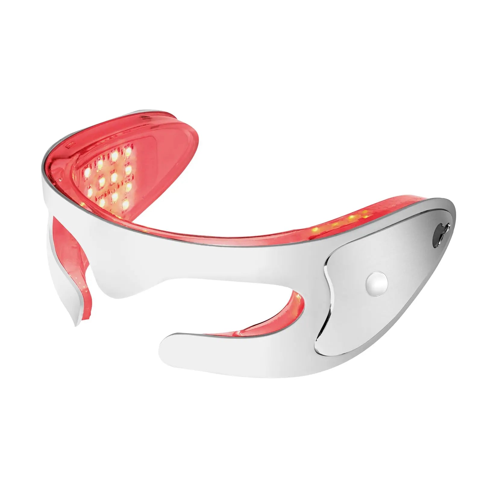Le masseur oculaire AuraMask Air™ avec sa technologie de photothérapie à lumière rouge et son design ergonomique.