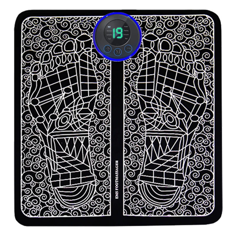 Tapis de massage pour pieds à électrostimulation (EMS) NeuroFlow™, conçu pour soulager les jambes lourdes et améliorer la circulation.