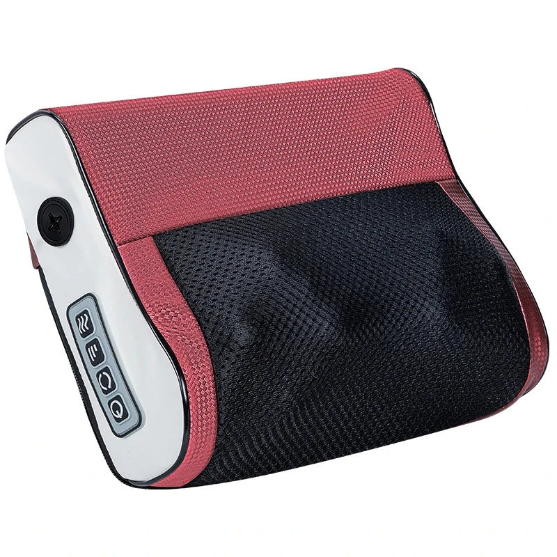 Version rouge du coussin de massage Shiatsu ThermoShiatsu™ avec ses têtes de massage 3D rotatives.