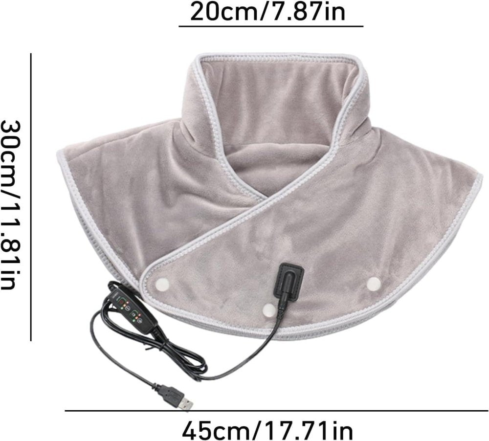 Schéma des dimensions de la minerve chauffante ThermoCollar™ pour le cou et les épaules.