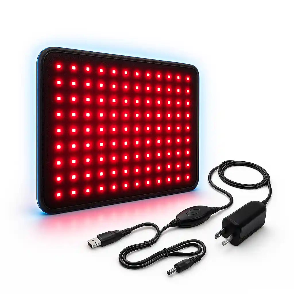 Ceinture de thérapie par lumière rouge et infrarouge PhotoThera™ avec ses 120 LEDs, conçue pour le soulagement de la douleur et la récupération musculaire.