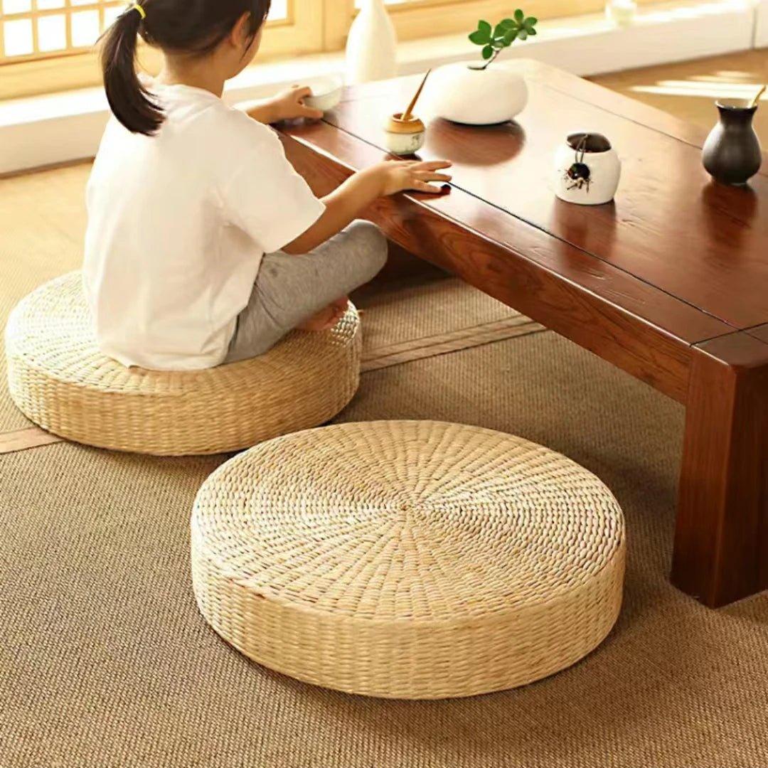 Coussin de sol japonais naturel - Mon - Coussin