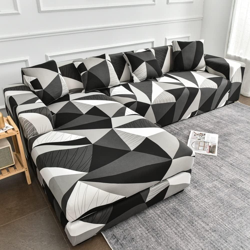 Housse de Canapé d'Angle Extensible Motif Géométrique 3D - Protection Élégante - Mon - Coussin – Boutique Française de Coussins Orthopédiques, de Lecture et pour Animaux