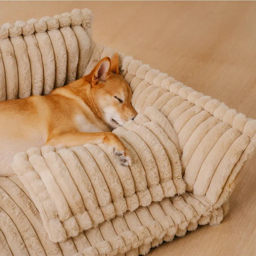 Dog Sofa Cushion: Premium Joint Support with Stylish Ribbed Design