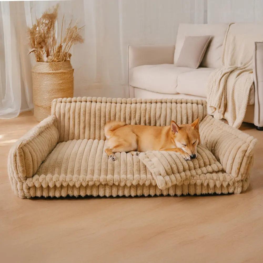 Dog Sofa Cushion: Premium Joint Support with Stylish Ribbed Design