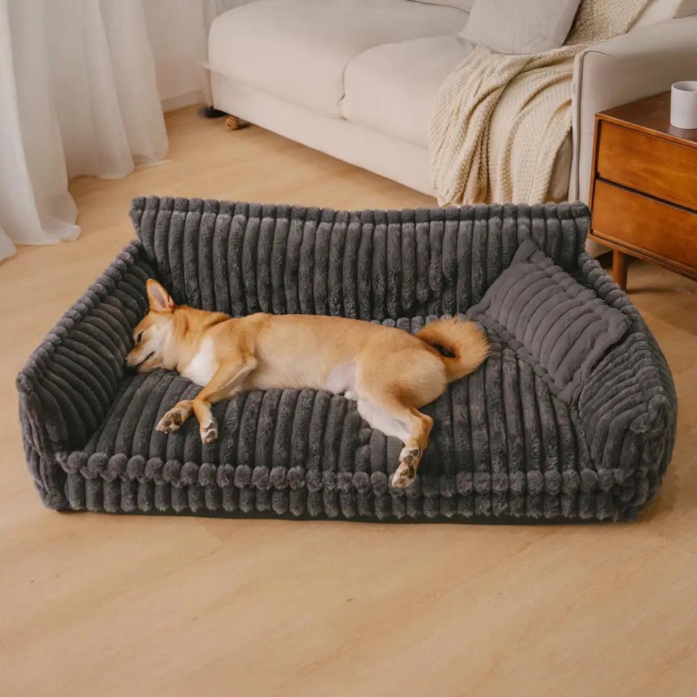 Dog Sofa Cushion: Premium Joint Support with Stylish Ribbed Design