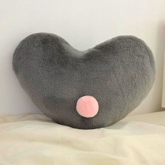 Coussin coeur gris en peluche, 40x40 cm, confort et douceur