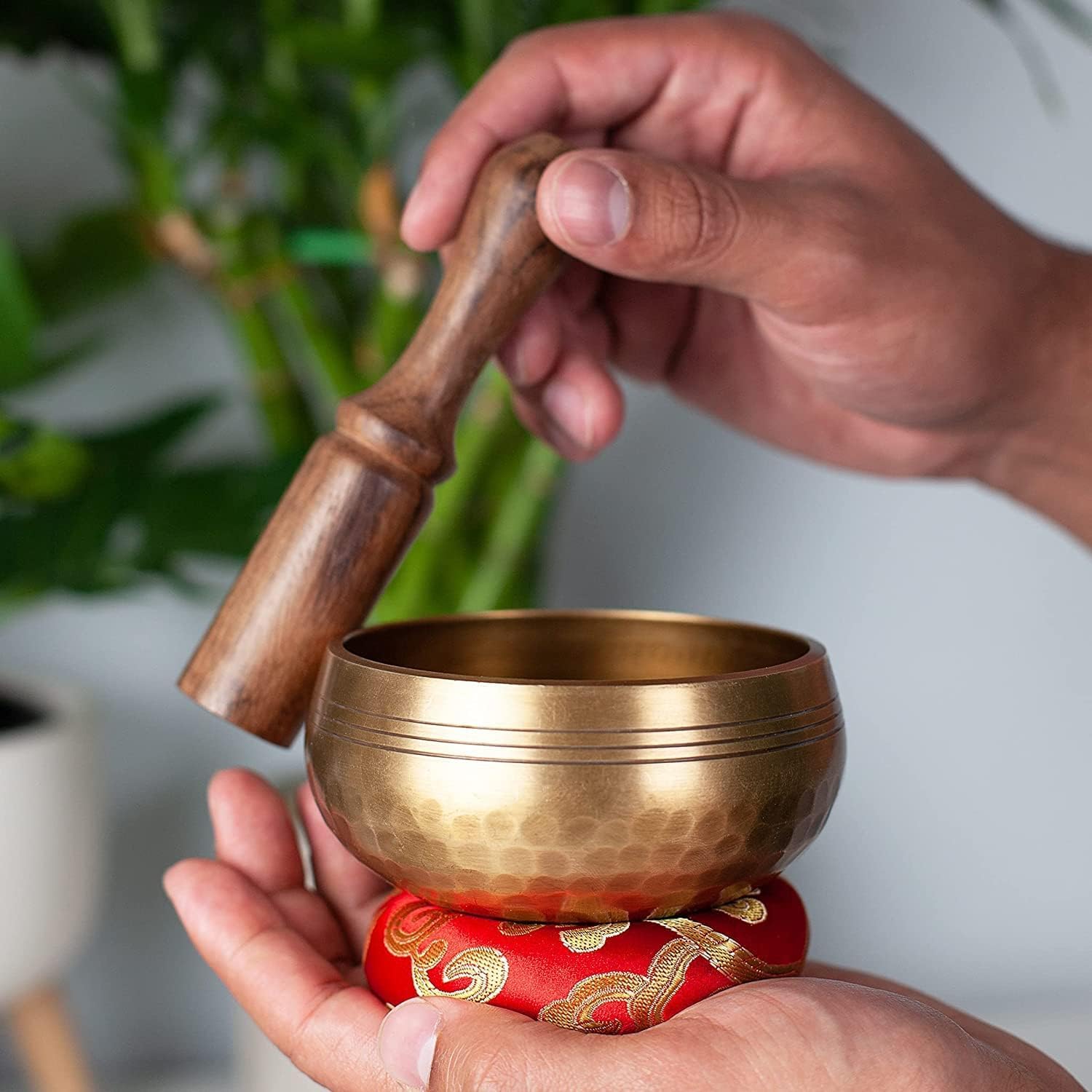 Handmade Tibetan Bowl Cushion - Authentic Meditation Set