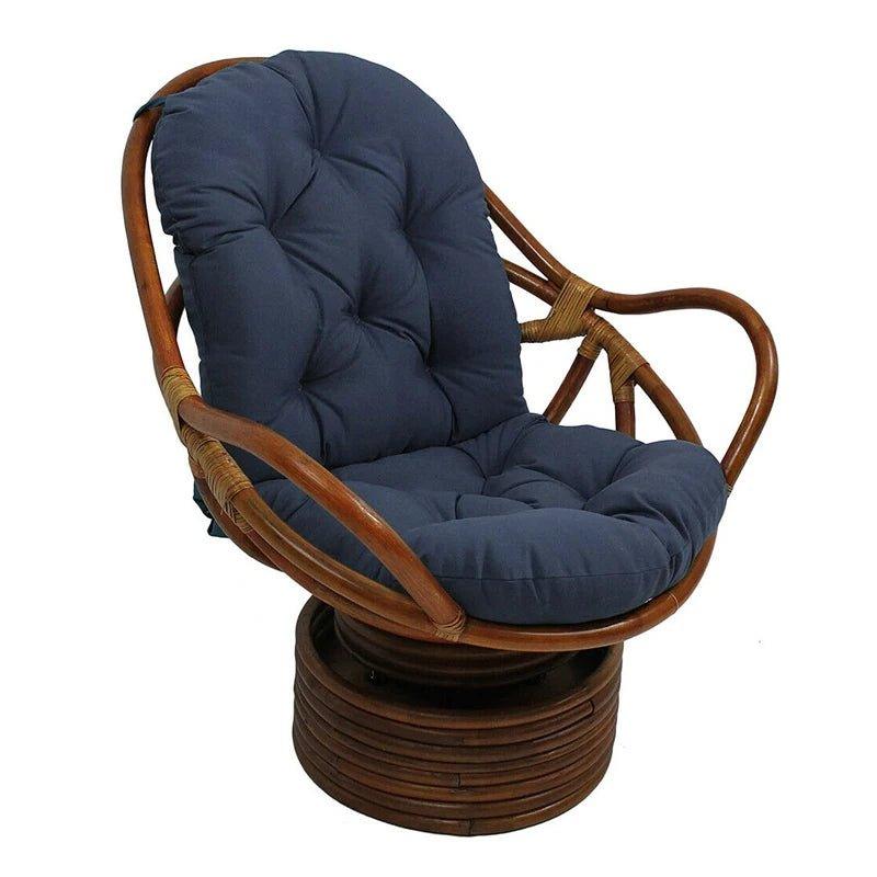Coussin pour fauteuil osier bleu nuit apportant confort et style naturel