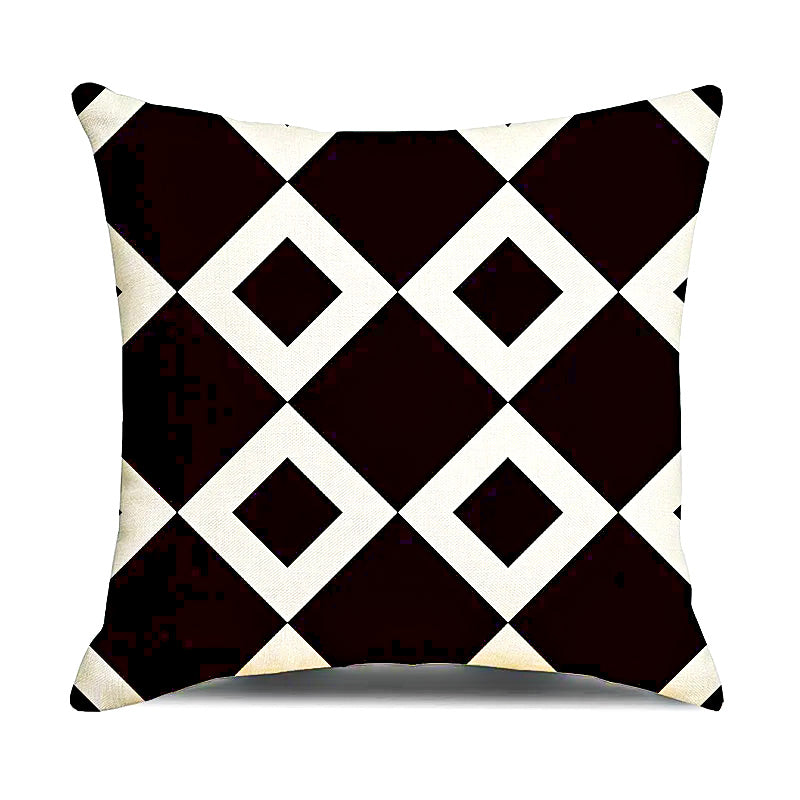 Housse coussin extérieur imperméable noir et blanc géométrique nordique