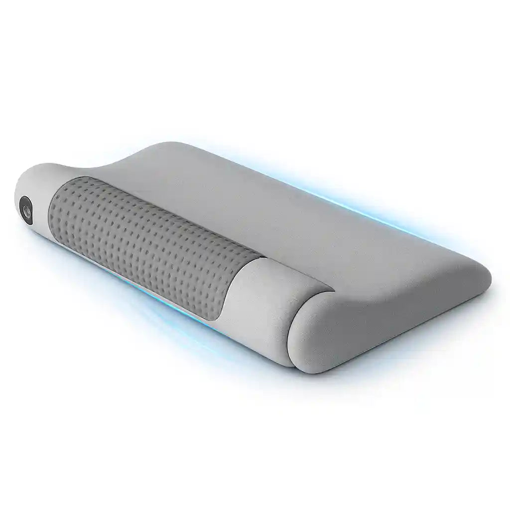 Appareil de décompression cervicale CerviTraction™ gris, conçu pour l'étirement doux, le massage et le soulagement des douleurs de la nuque.