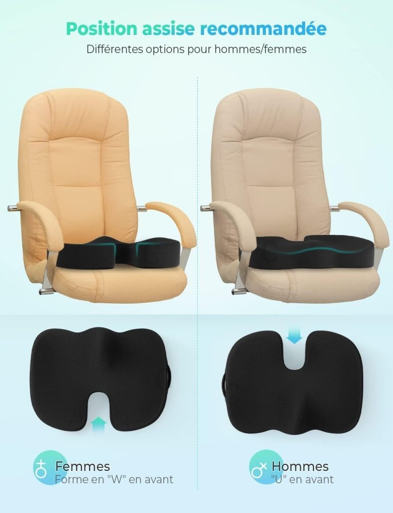 Coussin d'assise ergonomique : Support optimal et design raffiné - Mon - Coussin – Boutique Française de Coussins Orthopédiques, de Lecture et pour Animaux