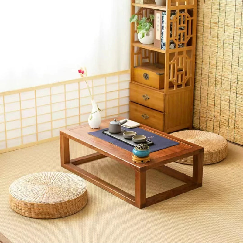 Japanese floor cushion made of woven natural straw