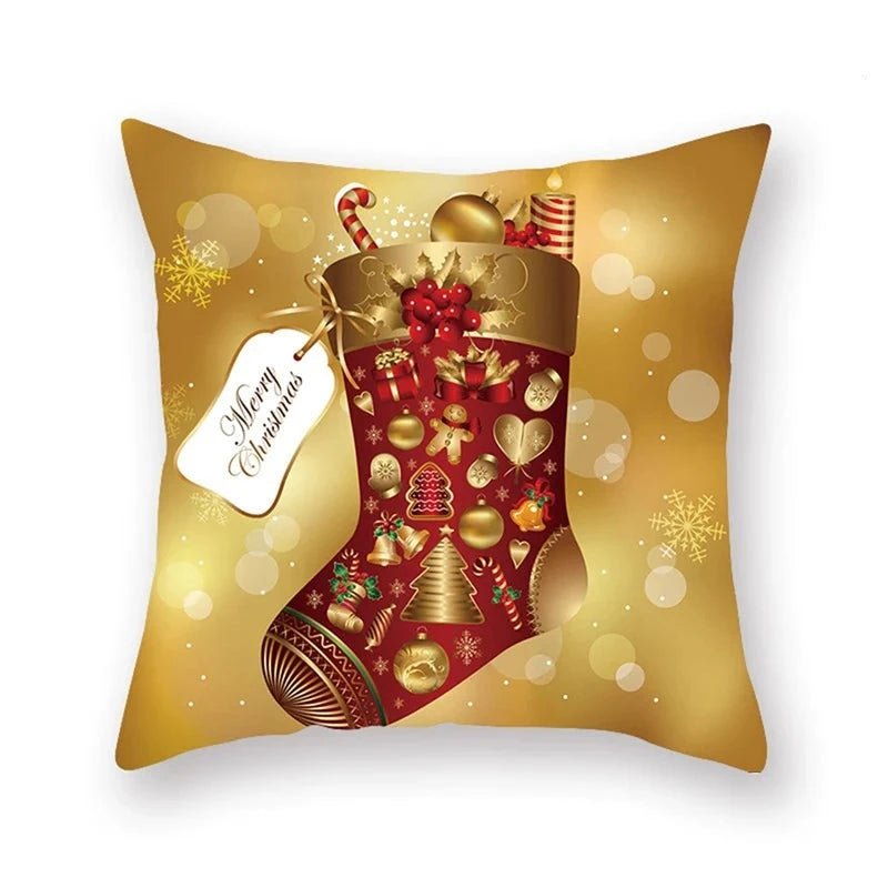 Housse coussin noel 45x45 doré - Mon - Coussin