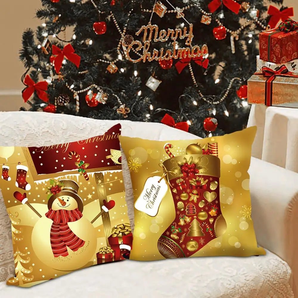 Housse coussin noel 45x45 doré - Mon - Coussin